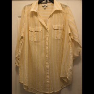 Lord & Taylor yellow & white striped top